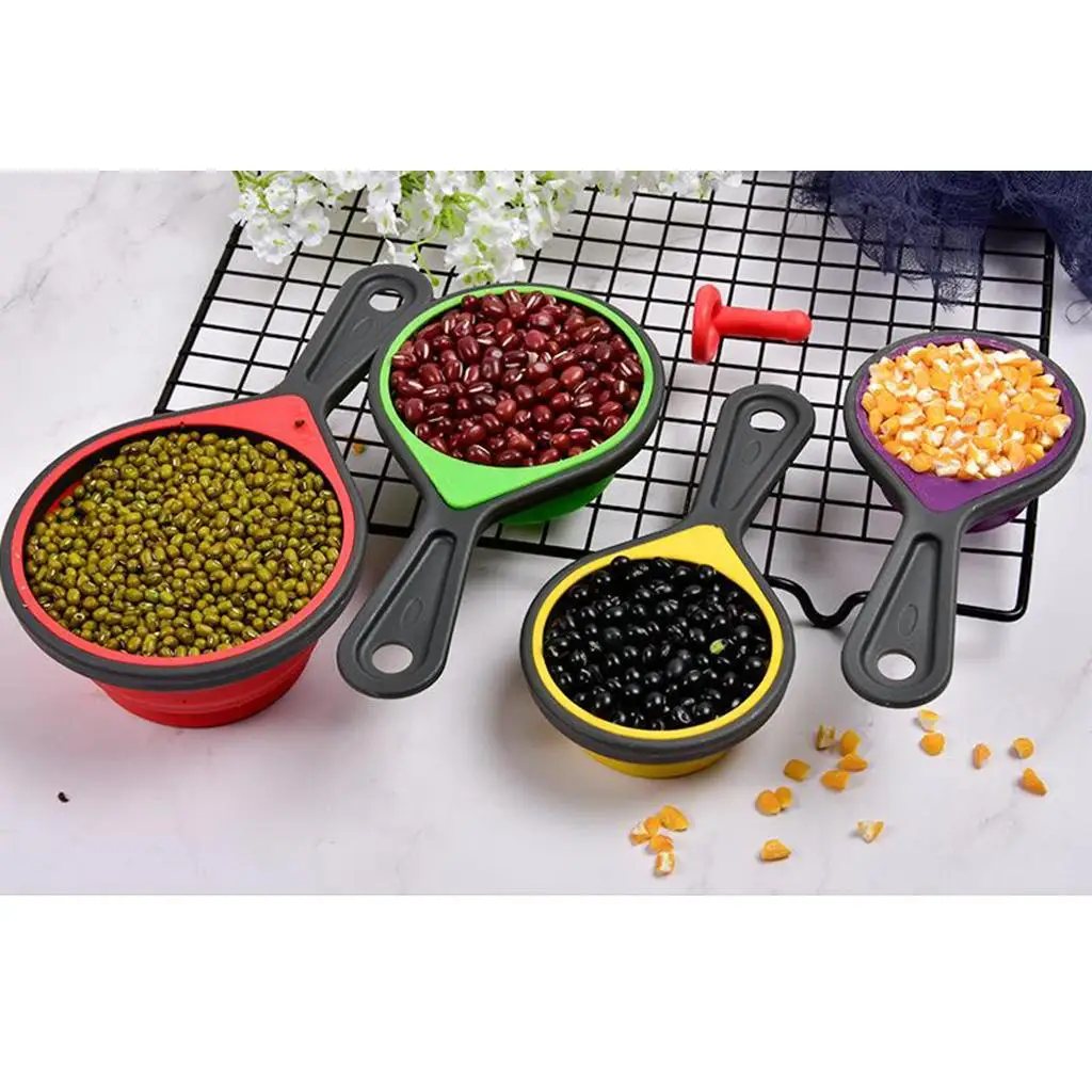 Collapsible Silicone Measuring Cups and Spoons Set for Kitchen Baking Cooking Tools with US Metric Markings Portable Travel
