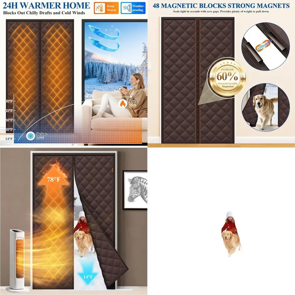 

Магнитная дверная занавеска с термоизоляцией, 38 x 82, ткань Оксфорд из плотного хлопка, устойчивая к атмосферным воздействиям изоляция, зимний блокатор для чертежей