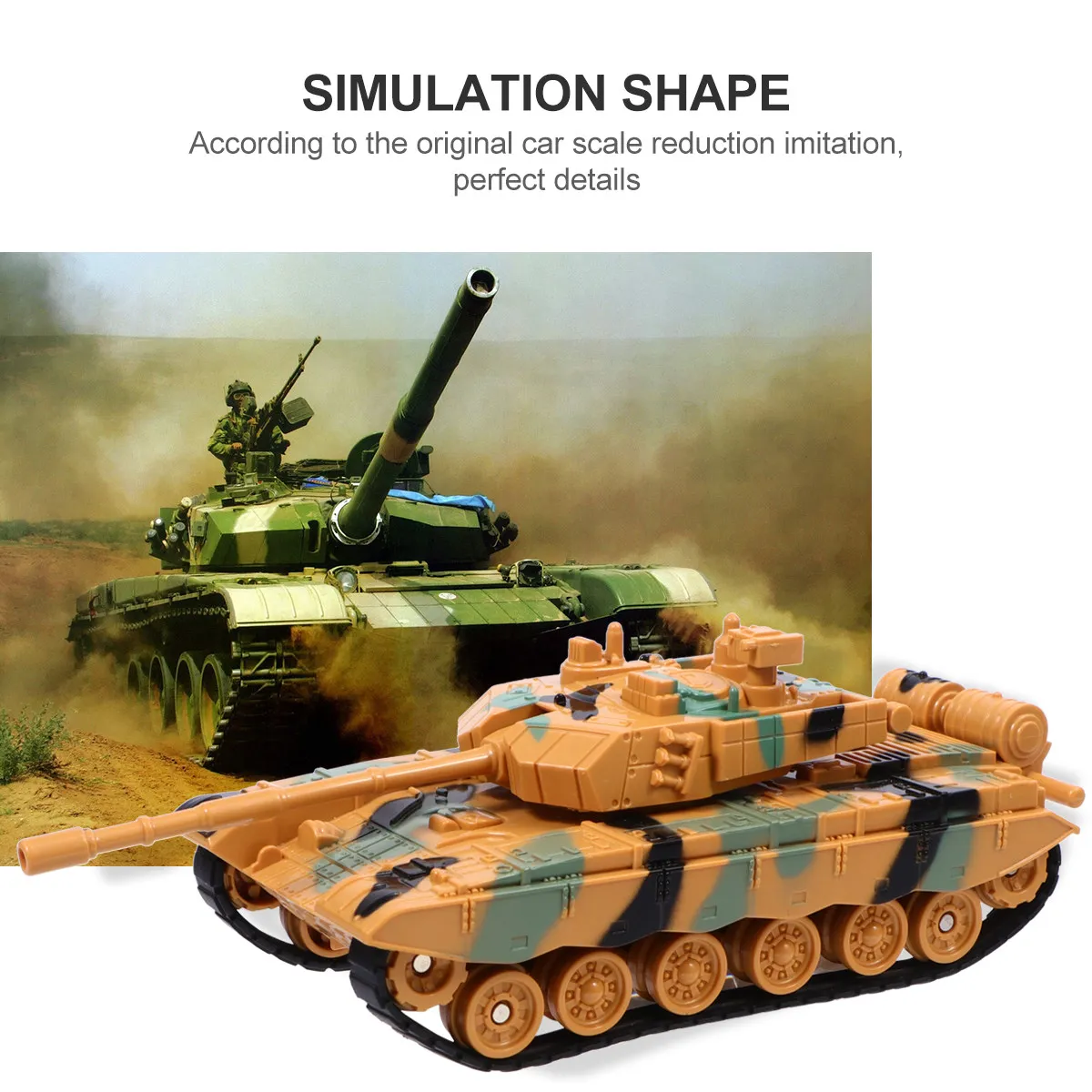

Children Military Emulation Camouflage Yellow Tank Kids Fun Play Collection Decoration Learning Gift Tank Toy Military Toy