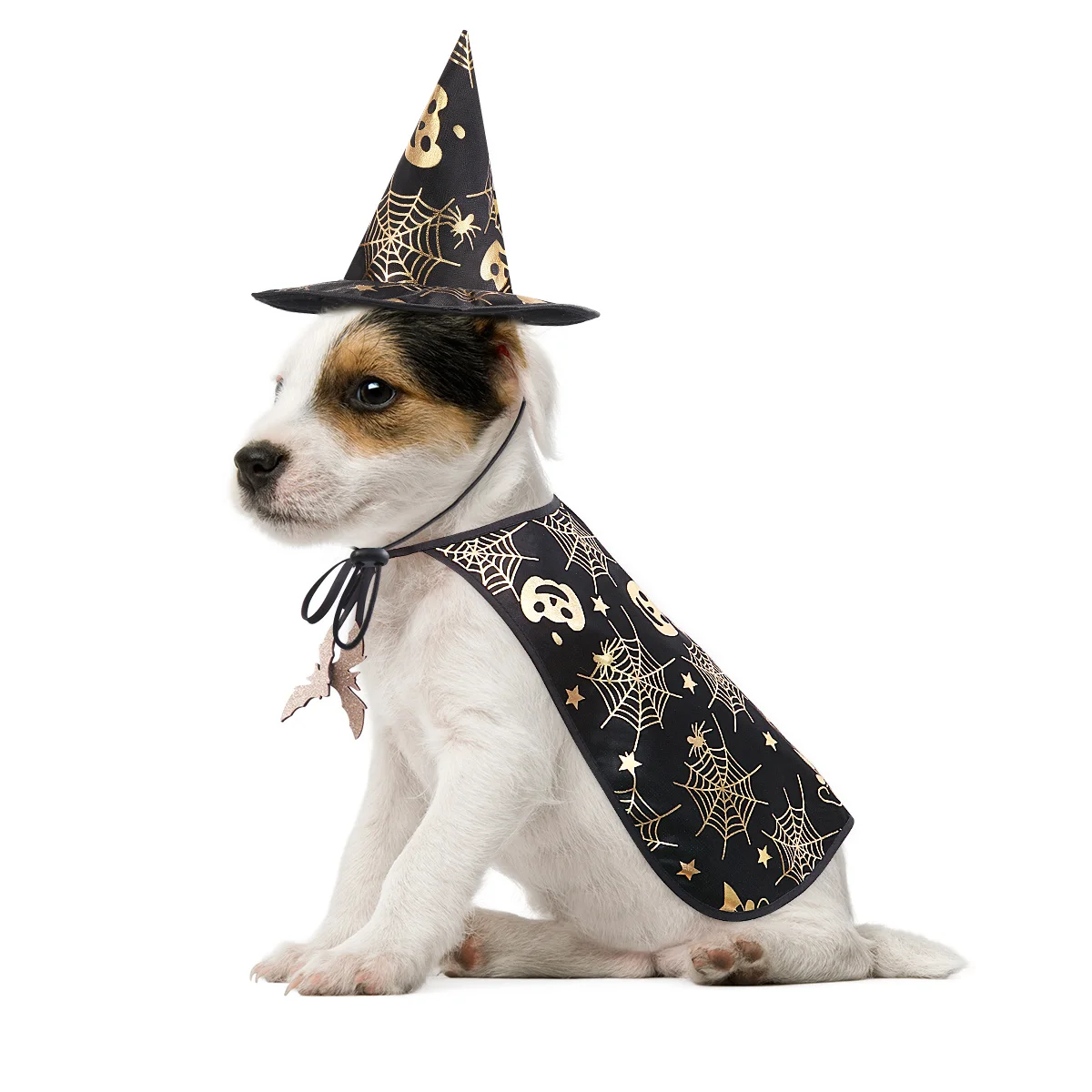 

Pet Halloween Costume Cape and Wizard Hat Size L Dog Cloak Creative Design for Parties Cosplay Photo Sessions Pet Show Cape