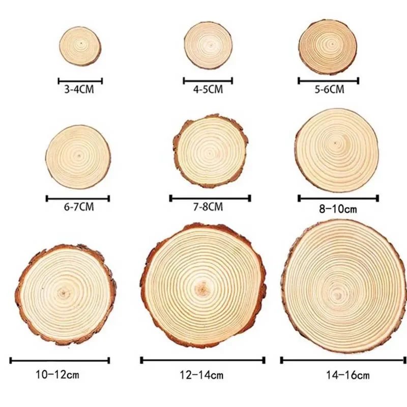 3-16CM Thick Natural Pine Round Unfinished Wood Slices Circles With Tree Bark Log Discs DIY Crafts Wedding Party Painting 1-10pc