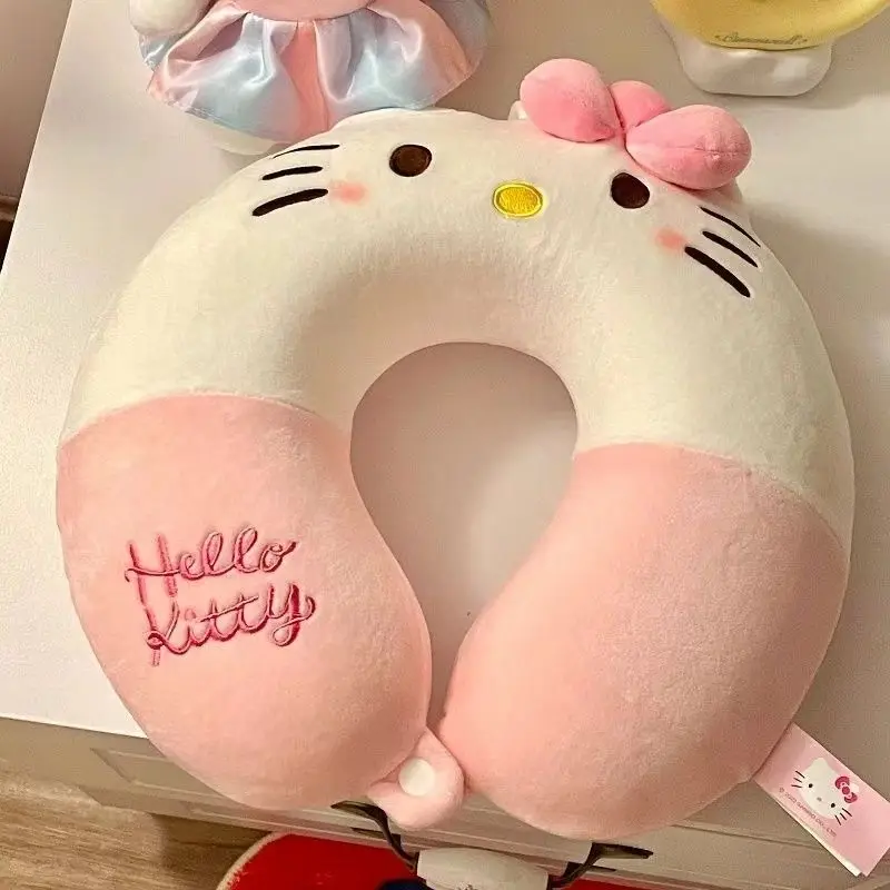 

MINISO HelloKitty U-shaped Pillow Girl's Airplane Travel Pillow Guard Sleep Help Pillow Plush Toy Portabl Outdoor Cartoon