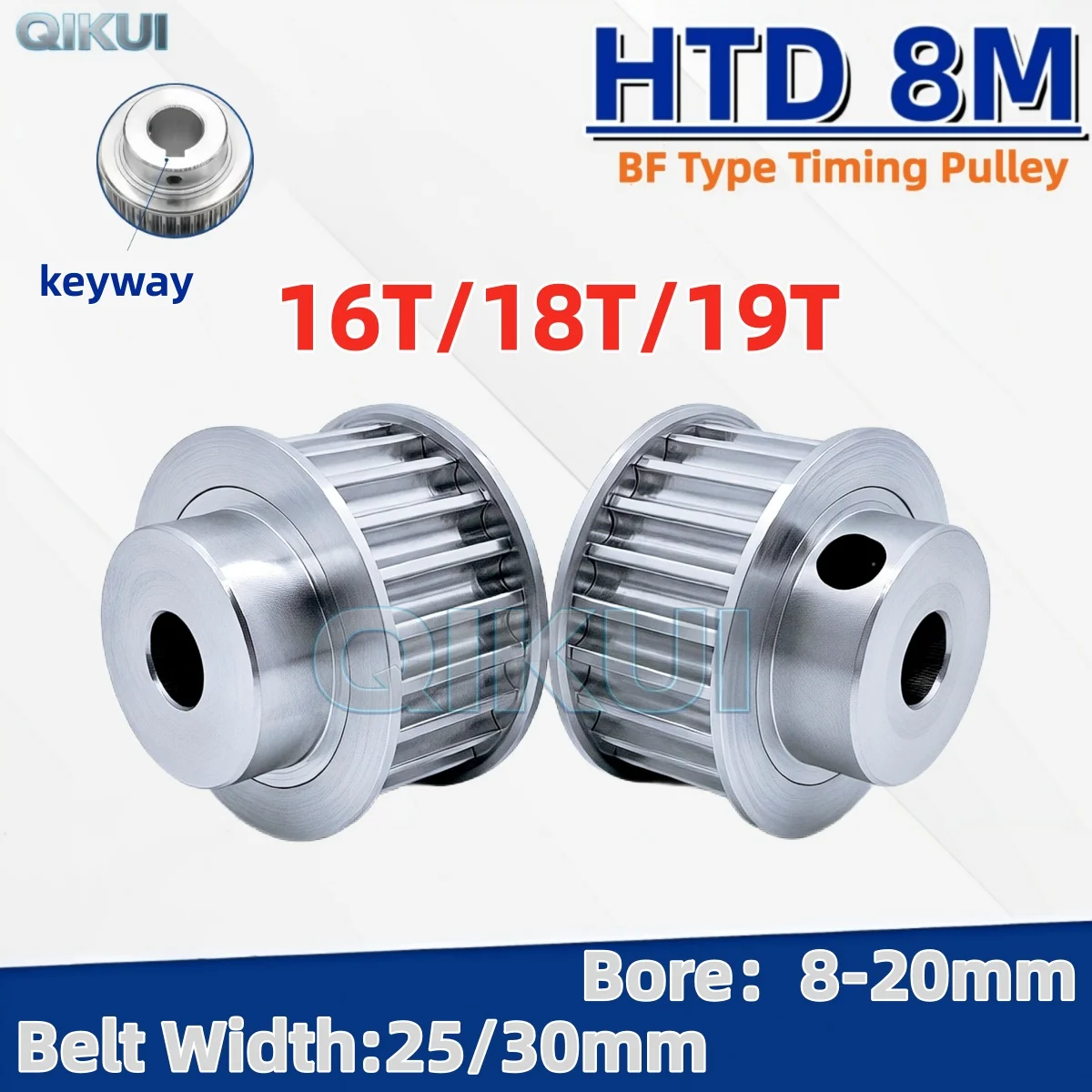 HTD 8M Synchronous Pulley 16T/18T/19Teeth Bore 8-20mm Teeth Pitch 8 mm For Width 25/30mm 8M Timing Belt