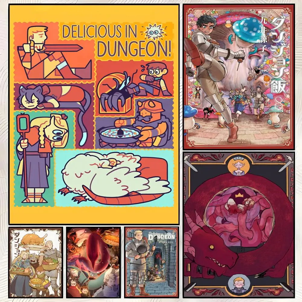 Anime D-Delicious in Dungeon Poster Vintage PP Paper Wall Art Home Decor Print for Bedroom Living Room Aesthetic Gift