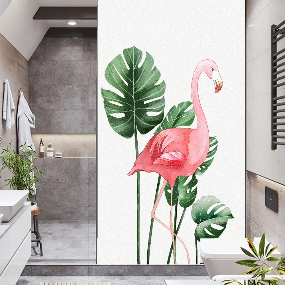 Static Cling Window Privacy Film  Flamingo Glass Sticker UV Blocking Heat Control  Window Coverings Window Tint for Homedecor