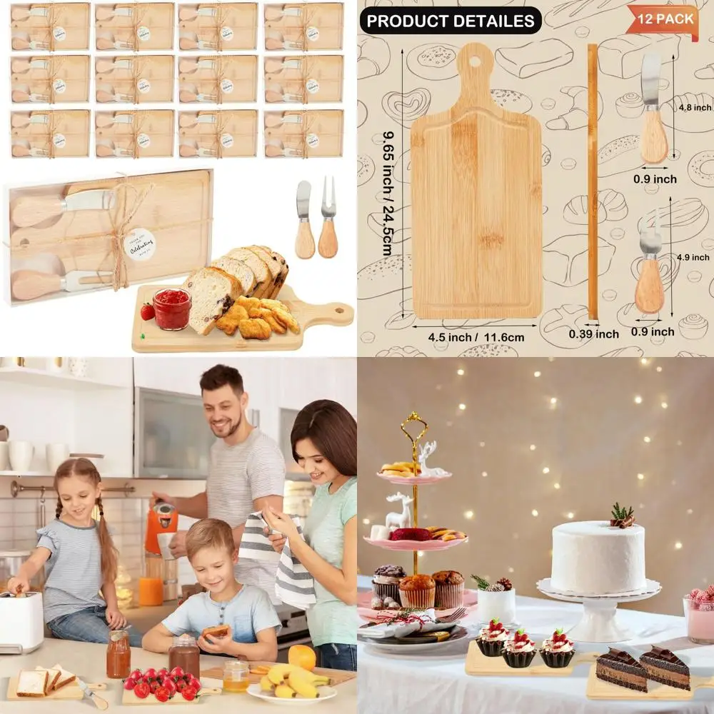 

12-Piece Bamboo Charcuterie Boards with Mini Cutting Boards, Thank You Tags, Ideal for Bridal Shower, Wedding, Baby Shower, and