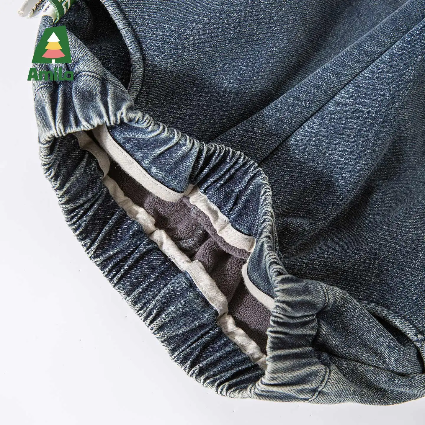 أميلا بنطال كاوبوي شتوي باللون الأزرق الداكن بأرجل واسعة مع تصميم سميك من قطعة واحدة من المخمل لاحتياجات الدفء والشتاء #6