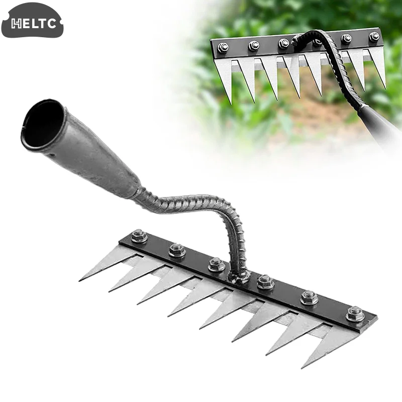Râteau de désherbage en fer 2.0, râteau en fer pour le jardinage et les mauvaises herbes, outils d'extraction de mauvaises herbes à main robustes 1 pièces