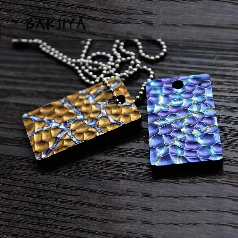 TA1 Handmade Pure Titanium Pendant 3.0mm Round Bead Chain Necklace - Military Fan Dog Tag Pendant Anti Allergy DIY Jewelry