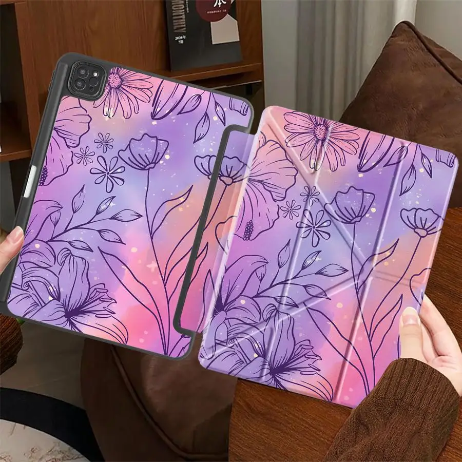 

Tablet Case For iPad Pro 11th 10th 9th 8th 7th 12.9inch Pro 2025 Air 4 5 M3 M2 M4 11inch Mini 6 7 Holder Cover Purple Shining