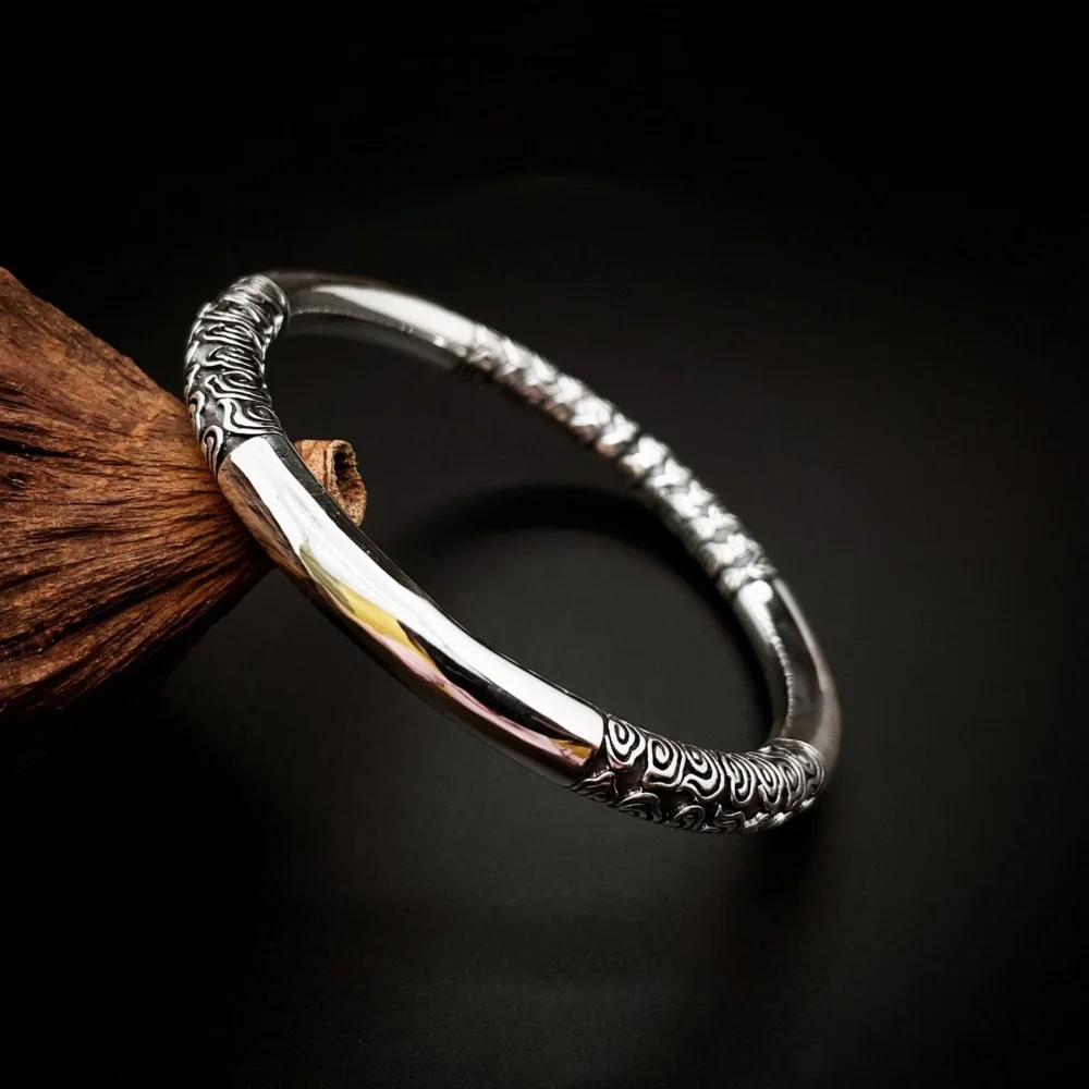 

Auspicious cloud bracelet opening can be adjusted 925 sterling silver for men to elders