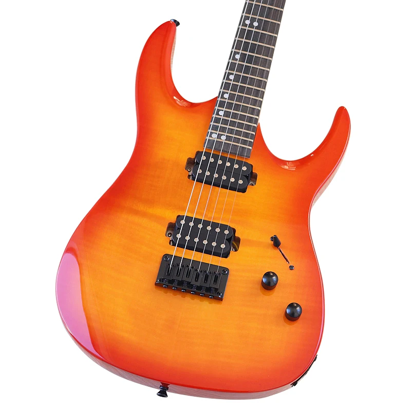Cherry 6 String Electric Guitar 39 Inch High Gloss Flame Maple Top Electric Guitarra Solid Okoume wood Body Fast Delivery