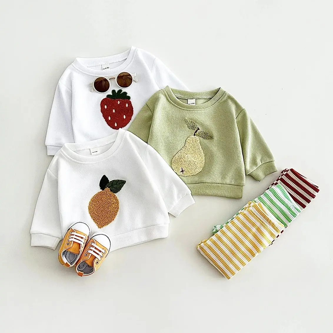 Spring Autumn Baby Clothing Suit 0-3Y Infant Baby Outfit Boys Girls Two-piece Long Sleeved Baby Clothes Plush Cute Fruit Pattern