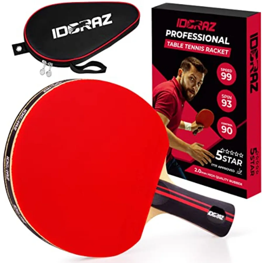 

Professional Ping Pong Paddle - Best Table Tennis Racket with Carrying Case ITTF Approved Rubber - Premium Ping Pong Paddles wi