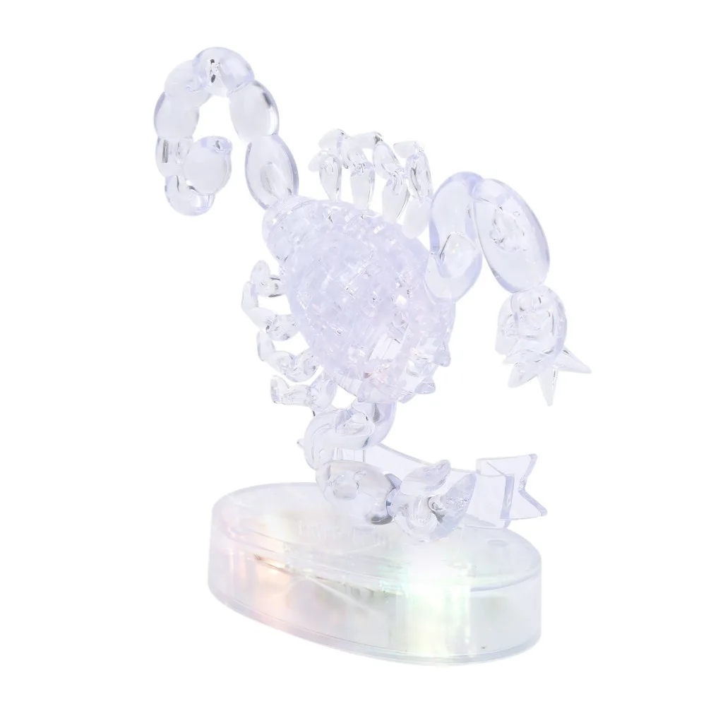 Scorpio Shape DIY Assembly Puzzle Light-Up DIY Jigsaw Puzzle Toy Self Assembly Crystal Puzzle Decoration Desktop Decor