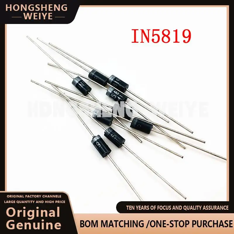 100%new 100 PCS IN5819 TUN-41 1A 40 v SCHOTTKY DIODE 1N5819 DIP