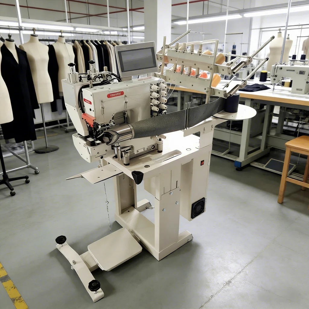 ATV&UTVTOPSEW TS-1104UTC Needle Feed Flat-Bed Iron Industrial Sewing Machine Heavy-weight Auto Cut Clothing Factory 3500rpm