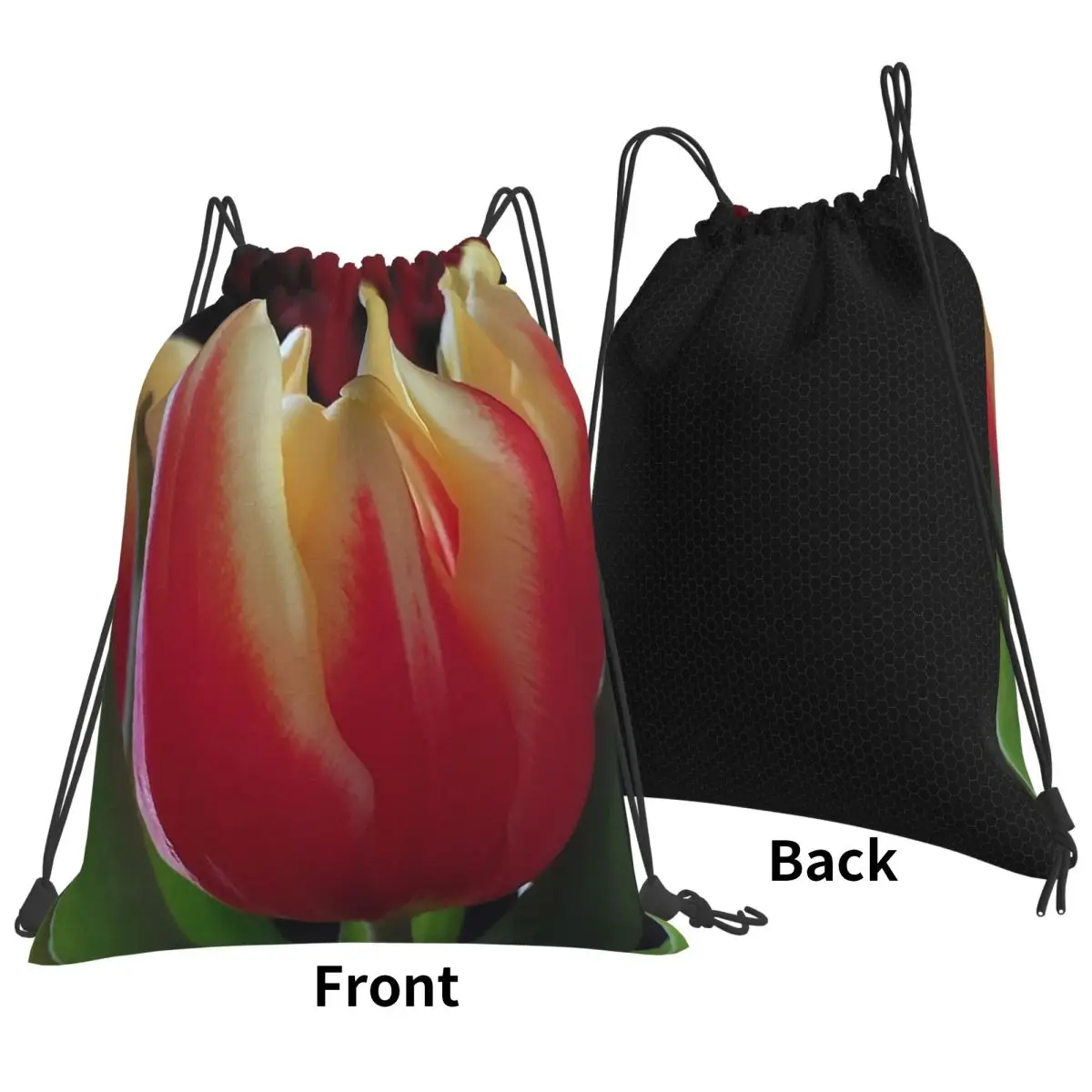 Red And Yellow Tulip Backpacks Portable Drawstring Bundle Pocket Sports Bag Book Bags for Man Woman Students