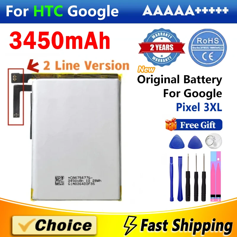 1Pc 3450mAh Battery For HTC Google Pixel 3XL Pixel 3 XL 3,G013C-B Brand New Replacement Phone Lithium Battery+Tools