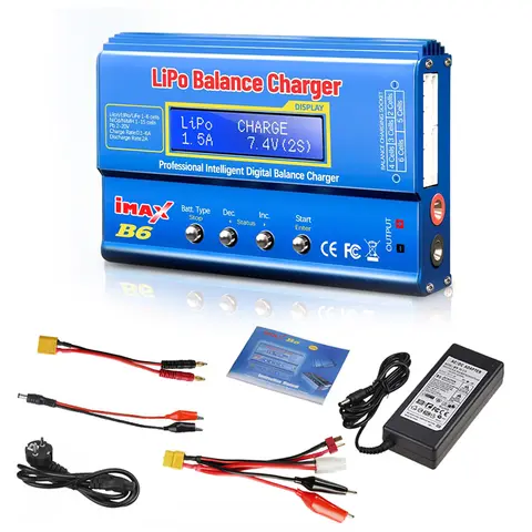 HTRC iMAX B6 80W Battery Charger Lipo NiMh Li-ion Ni-Cd Digital RC Lipo Charger + 15V 6A Adapter Balance Charger Discharger