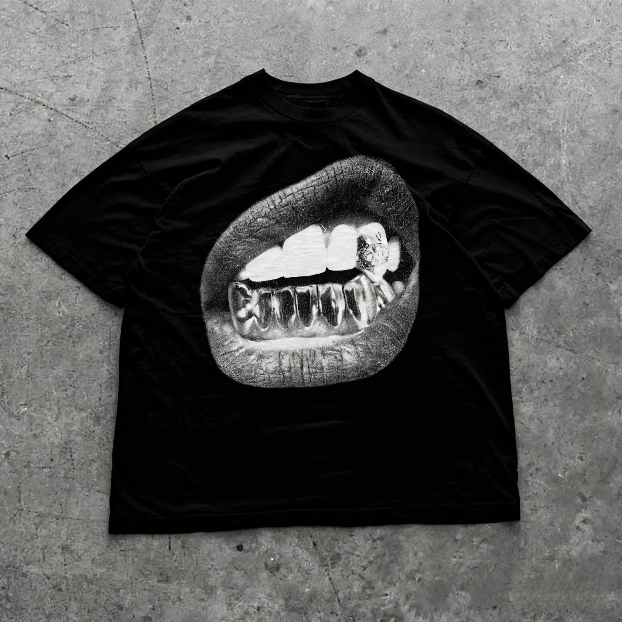 Big Lips Y2k Mouth T Shirt Grillz White T Shirt - Unisex Y2k Shirt Streetwear T Shirt Men Clothing Comfortable