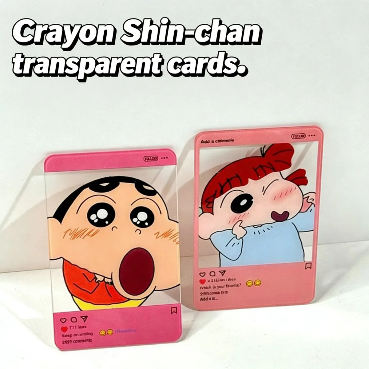 Crayon Shin chan Transparent Acrylic Card 3inch Ins Style Anime Figures Cartoon ACG Goods Cards Game Collection Cards Toy Gift view 4