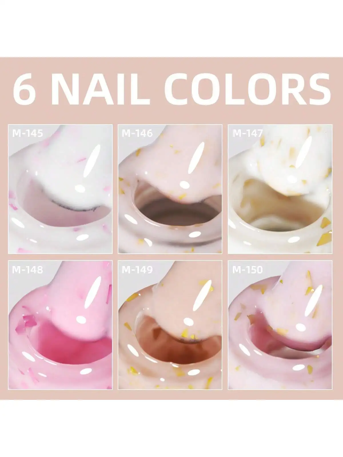 XEIJAYI 6 szt. 15ML Kremowy Żel do Paznokci Crush Diamond Zestaw Kolorowych Półtrwałych Lakierów do Paznokci do Zdobienia Paznokci UV LED Salon DIY Żel do Paznokci