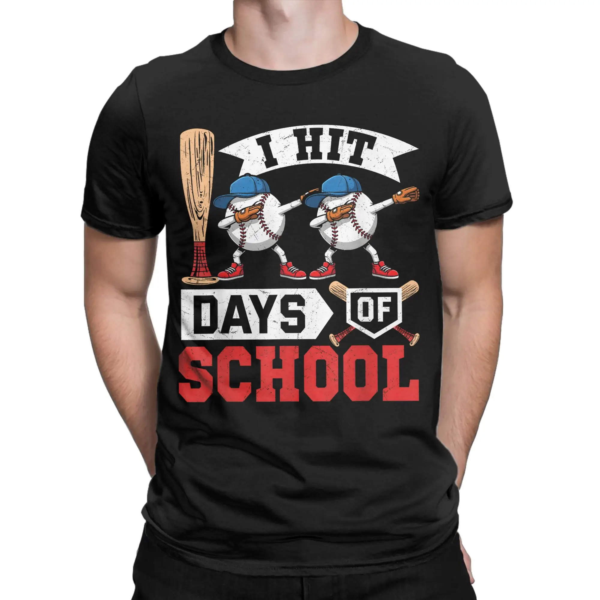 Harajuku T Shirt Summer I Hit 100 Days of School Baseball Toddler Novelty T-Shirts Cotton Tee Shirt Men Retro Short Sleeve Tops
