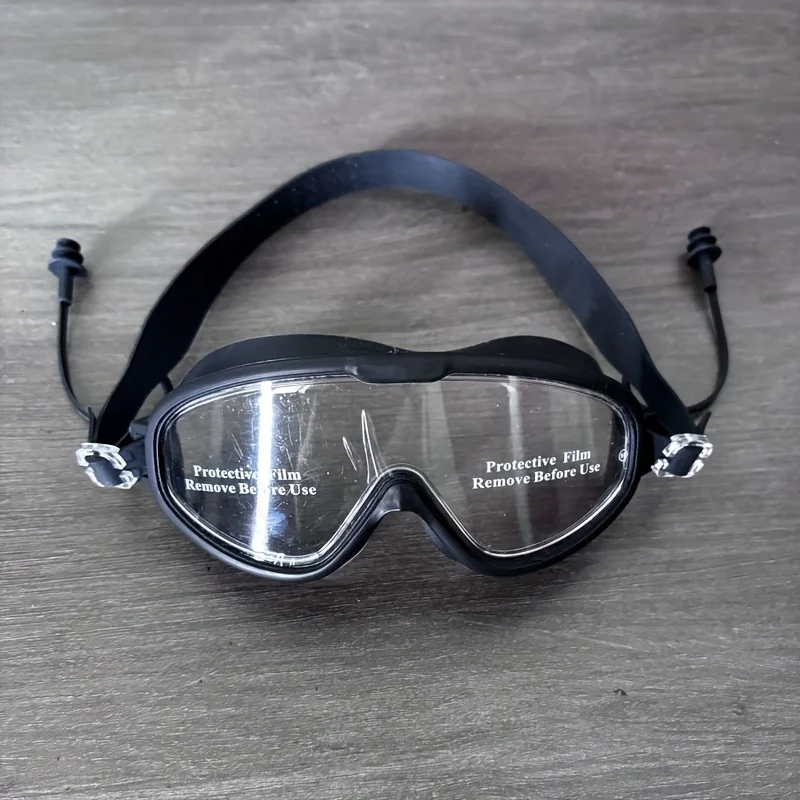 Bouchons d'oreille intégrés à grand cadre en silicone, haute définition, lunettes étanches et anti-buée, lunettes de natation, protection des yeux