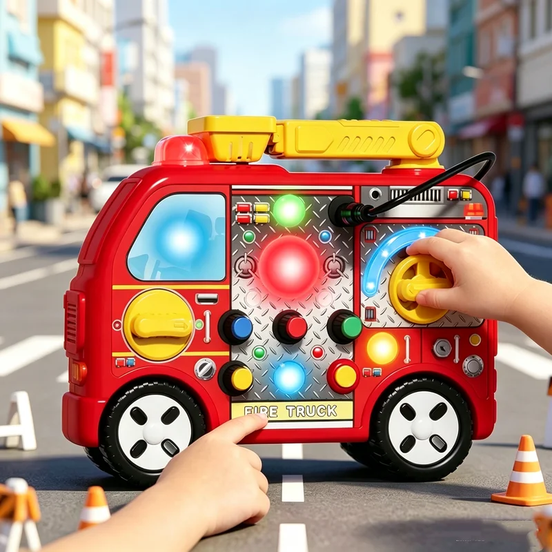 Enlightenment Cartoon Fire Truck Busy Machine Car Children Game Machine Interesting Cognitive Toys Education Exploration Gifts