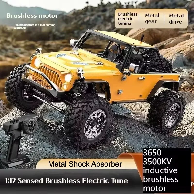 Professional Climbing off-road Vehicle Brushless 4WD RC Car Toy 1:12 Metal Beam Metal transmission System Remote Control Car