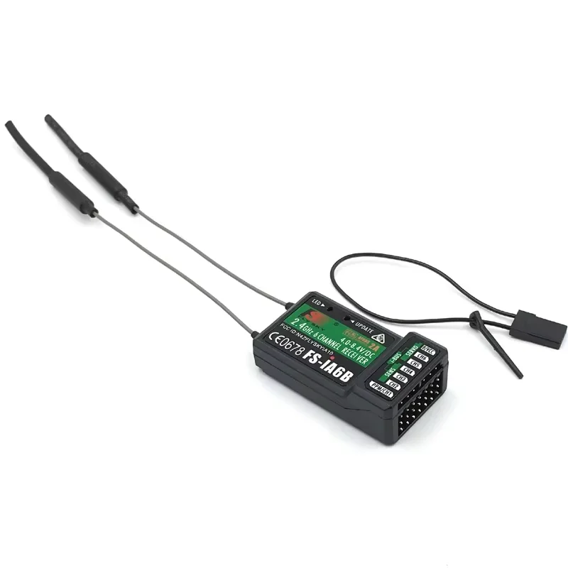 Flysky FS-IA6B 2.4G 6CH Receptor de antena dupla para avião RC Quadcopter Transmissor de controle remoto de plástico compatível com FS-I6