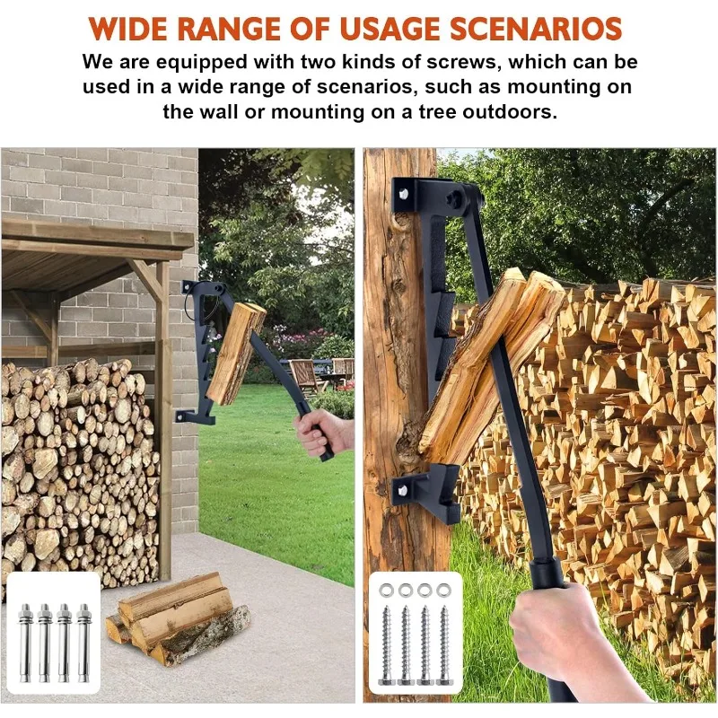 مقسم حطب مثبت على الحائط بمقبض ممتد، مقسم أوقد يدوي مثبت على الحائط للخشب الناعم، مقسم سجل محمول
