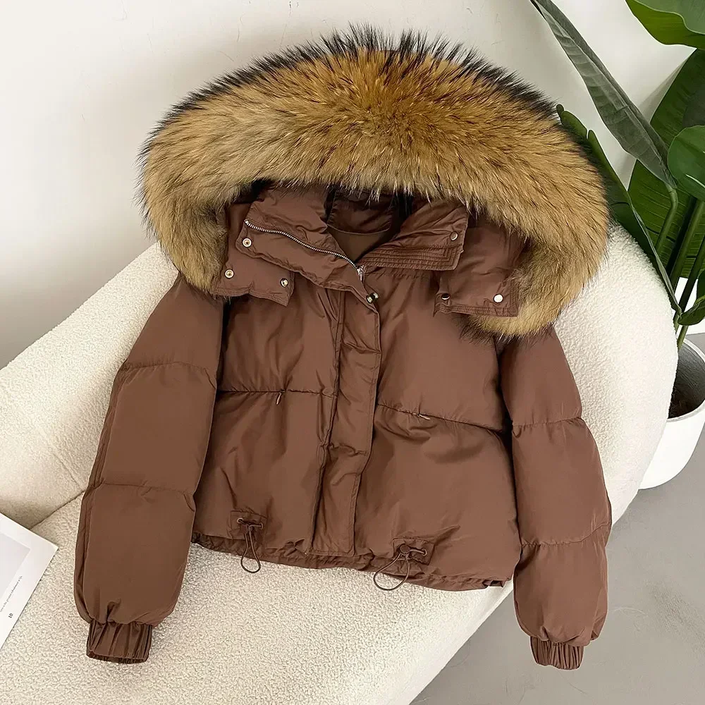 Down Jacket Women Winter Parka Real Raccoon Fox Fur Coat 2024 Large Puffer Jacket Hooded White Duck Down Coat Warm Waterproof