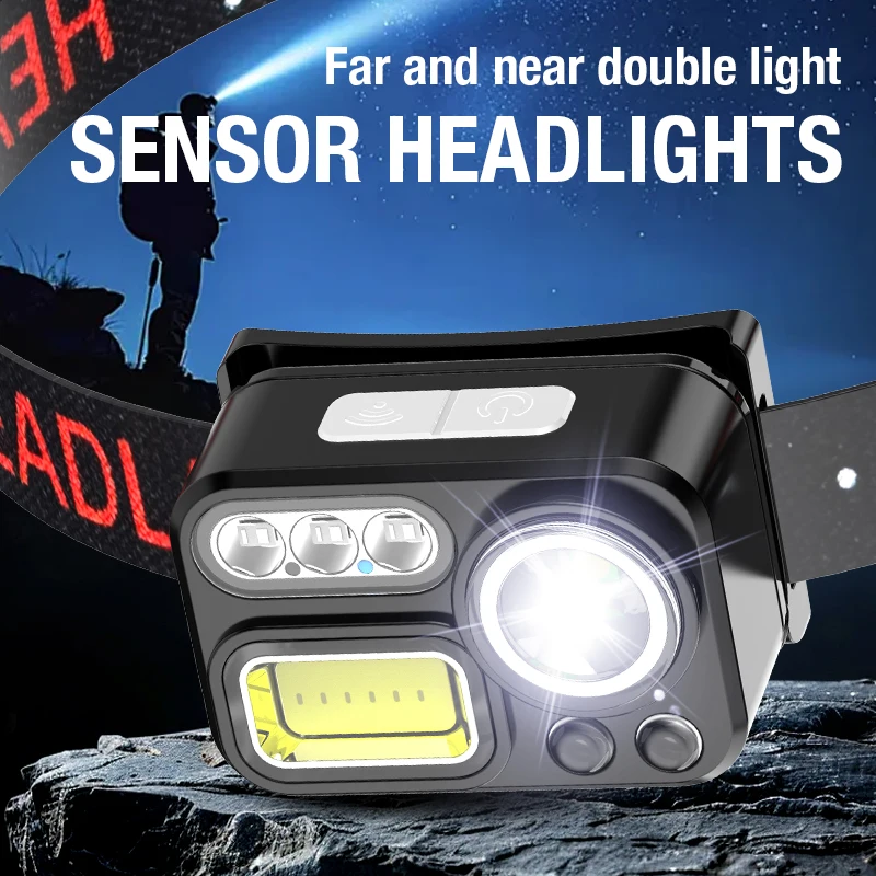 Multi-light-source LED headlamp induction lamp beads can be switched to support TYPE-C charging.
