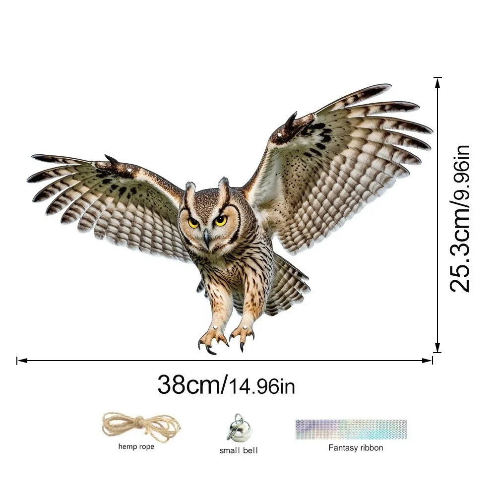 Waterproof Bird Scarer Pest Control Simulation Owl Bird Scare Pendant With Reflective With Bell Hanging Bird Repellent Garden
