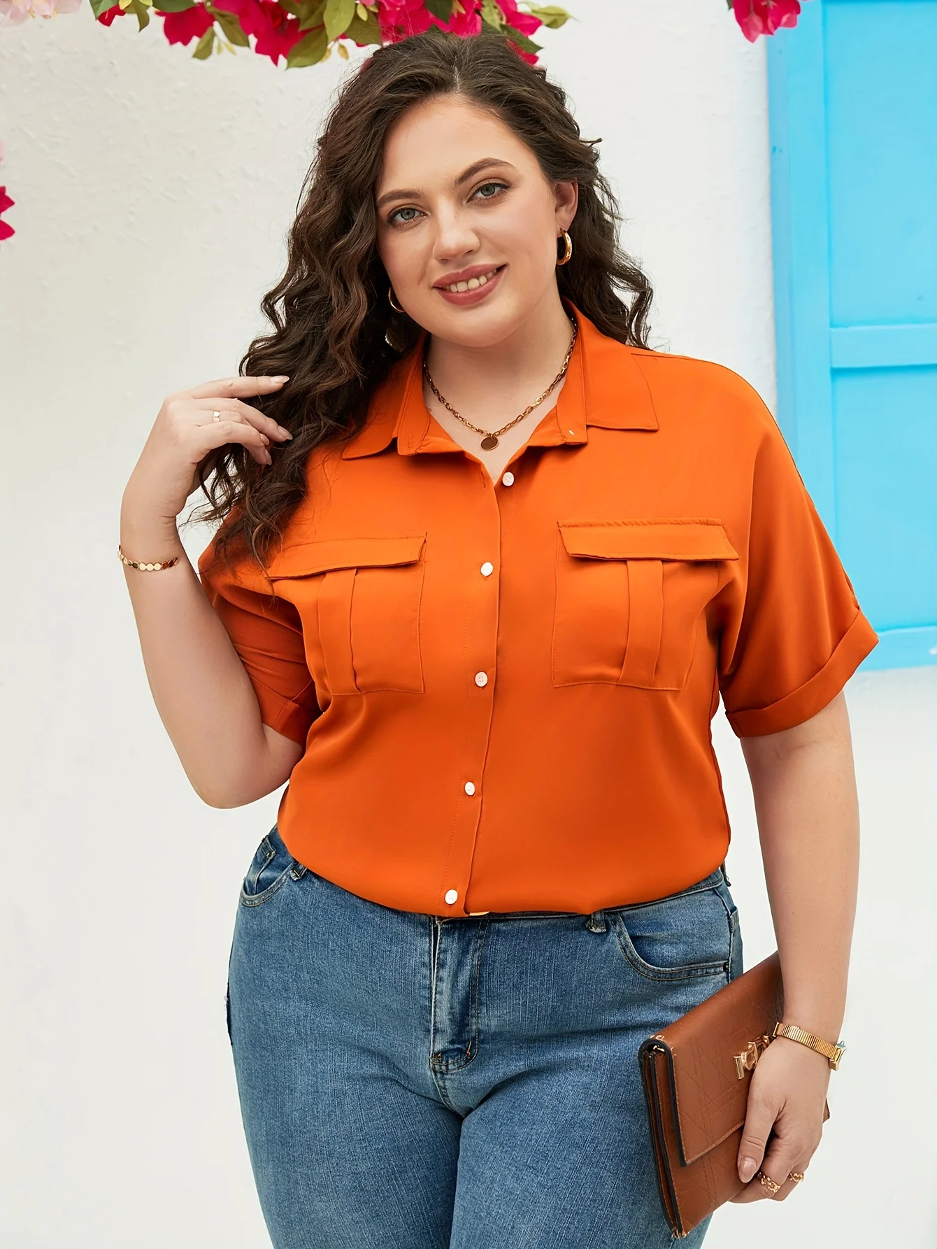 Damen-Hemd in Übergröße, Sommer-Chic, elegantes Hemd für mollige Damenmode-Hemd