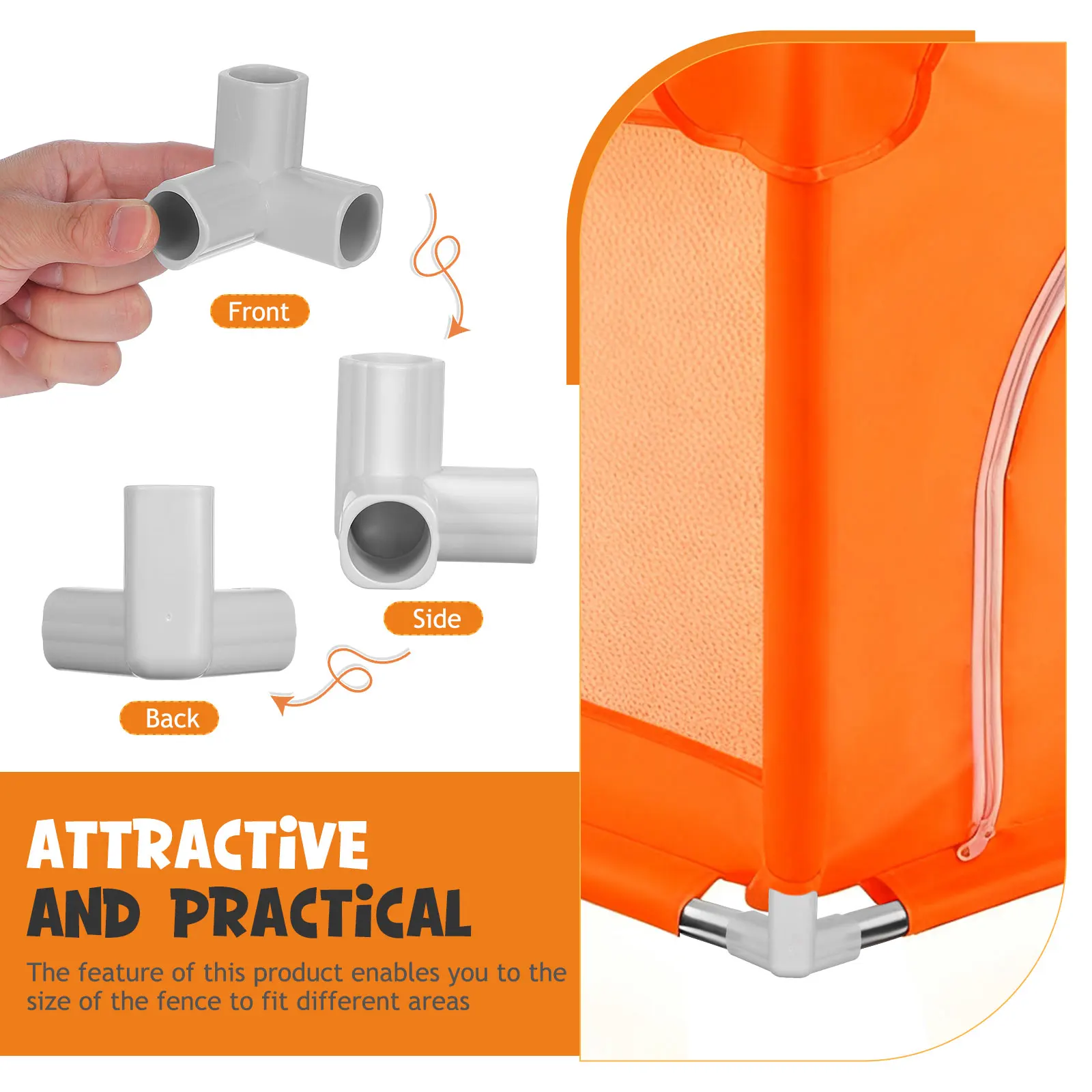 4 個 3 ウェイ PVC パイプ継手コネクタコーナーエルボアダプターベビーセーフティゲートベビーサークルフェンス T 字型コネクタライトグレー