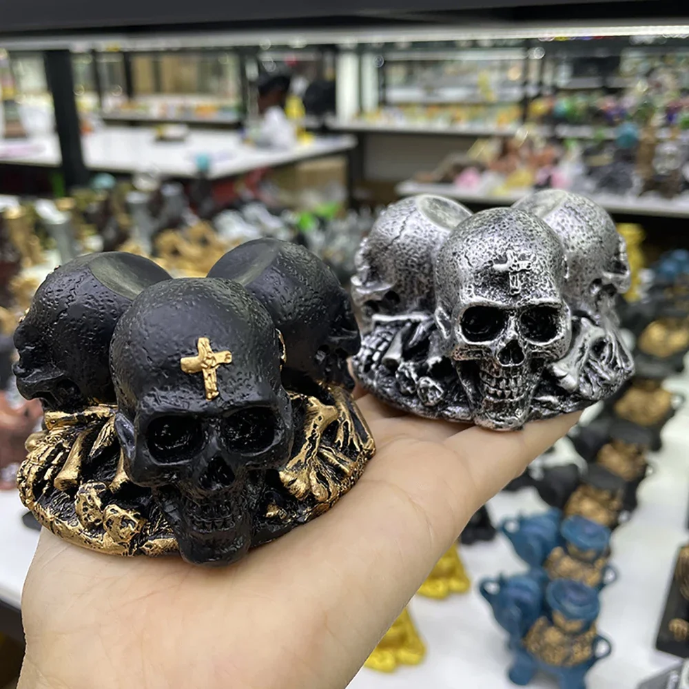 

Triple-Skull Cross Stand for Crystal Ball Base Environmental Resin Holder Figurines Display Statue Ornament for 5-10cm Sphere