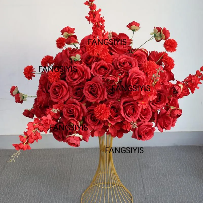 Karamell-Orange 5D Rosenblumen Hochzeits-Hintergrunddekoration Blumenarrangement Tischdekoration Blumenball Bankett-Event-Requisiten – Detail 7