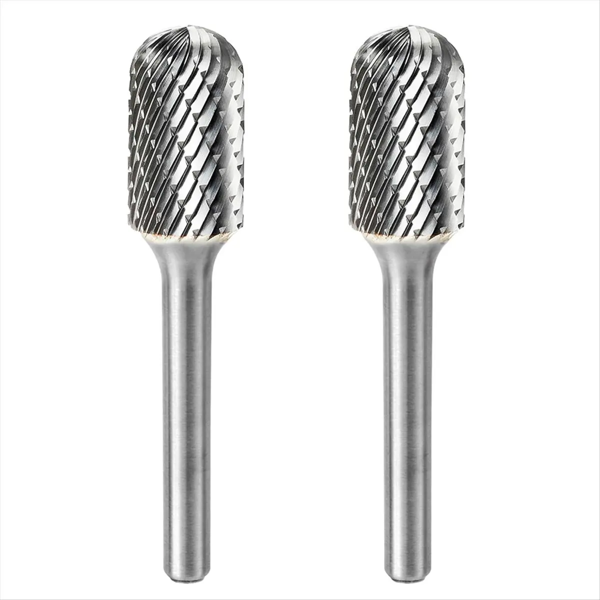 【2888 Popular】2Pcs Steel Grinder Carbide Rotary File Cylindrical Ball End Milling Cutter Grinding Engraving Double Groove