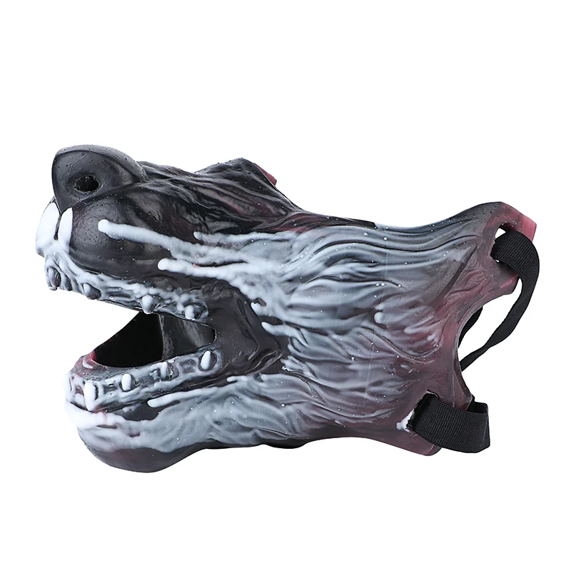 Soft Silicone Black Wolf BDSM Half Mask Open Mouth Dog Costume Accessory Halloween Adult Sex Toys for Couples Man/Woman Cosplay