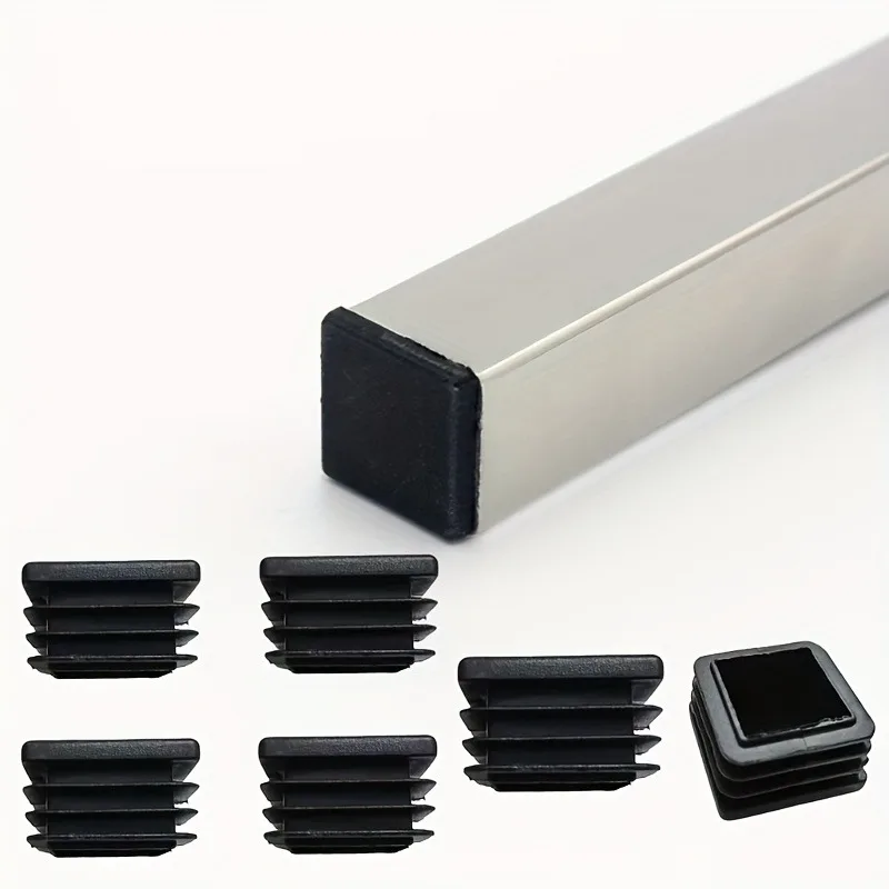 20pcs 30*30MM Black Square Tube End Cap Plastic Plug Furniture Accessories Plastic Pipe Plug Table Chair Foot Anti-slip Pad