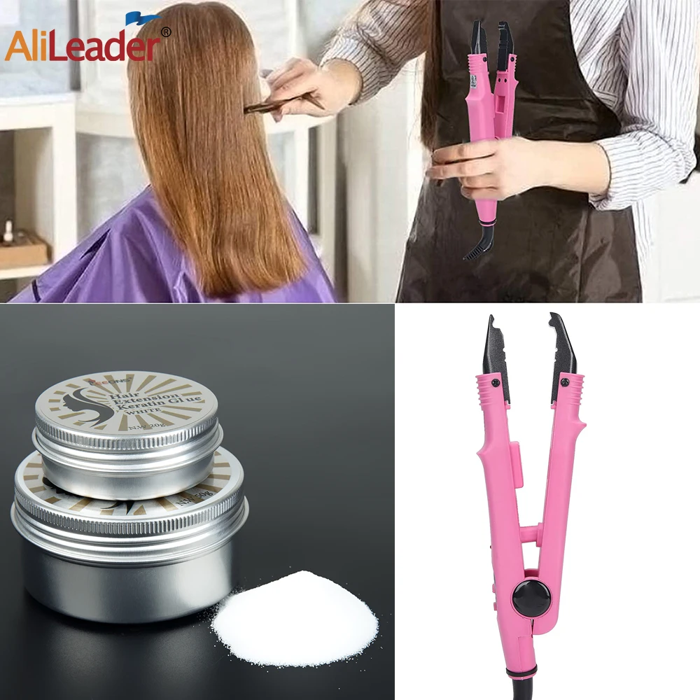 

Professional Hair Extensions Tool Fusion Heat Iron Connector Wand Melting Tool With 20G 50G Hair Extension Keratin Glue Powder