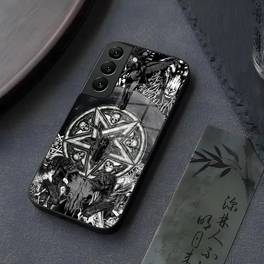 Pentagram 666 Demonic Satanic Phone Case Glass for Samsung Galaxy S25 S24 S21 S22 S23 S20 Ultra Fe Plus A34 A54 A24 A16 A52 A53