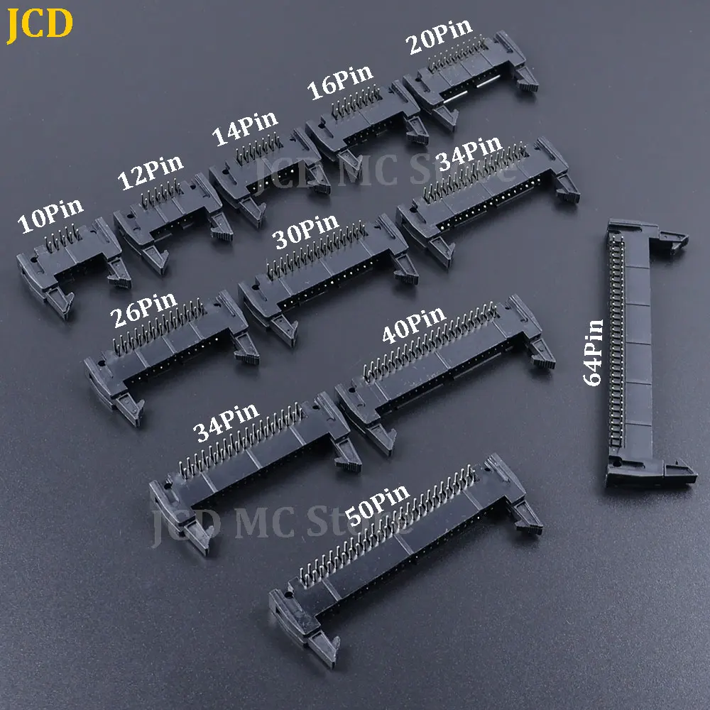 2/5/10pcs Dc2 10/12/14/16/20/26/30/34/40/50/64 Pin 2.54mm Pitch Male Socket bent needle Idc Box Headers Connector Fc Cable