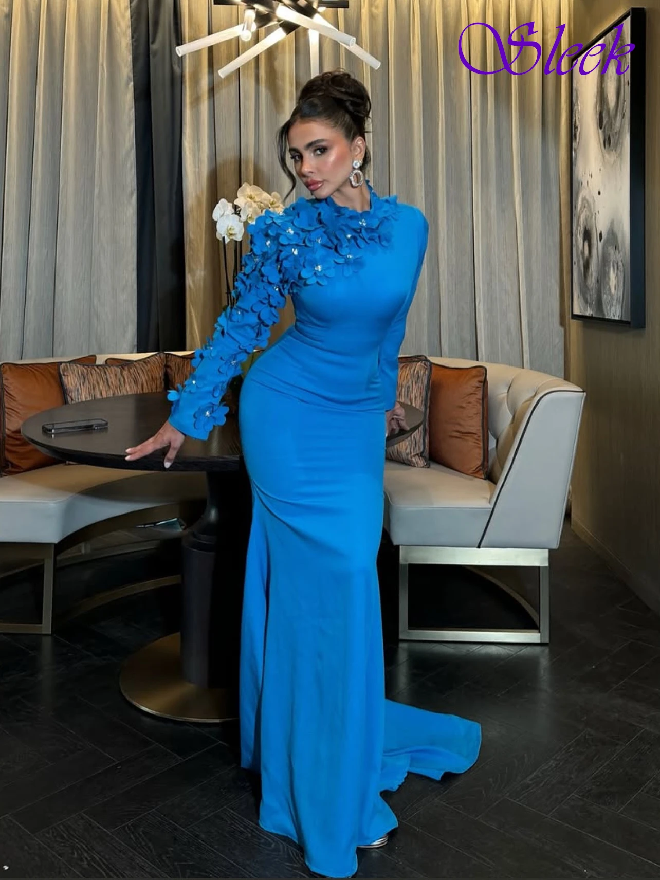 

Customized Mermaid Crew Neck Elegant Modern Evening Dress Delicate Bespoke Occasion Gowns High Quality Fashion Party Dress