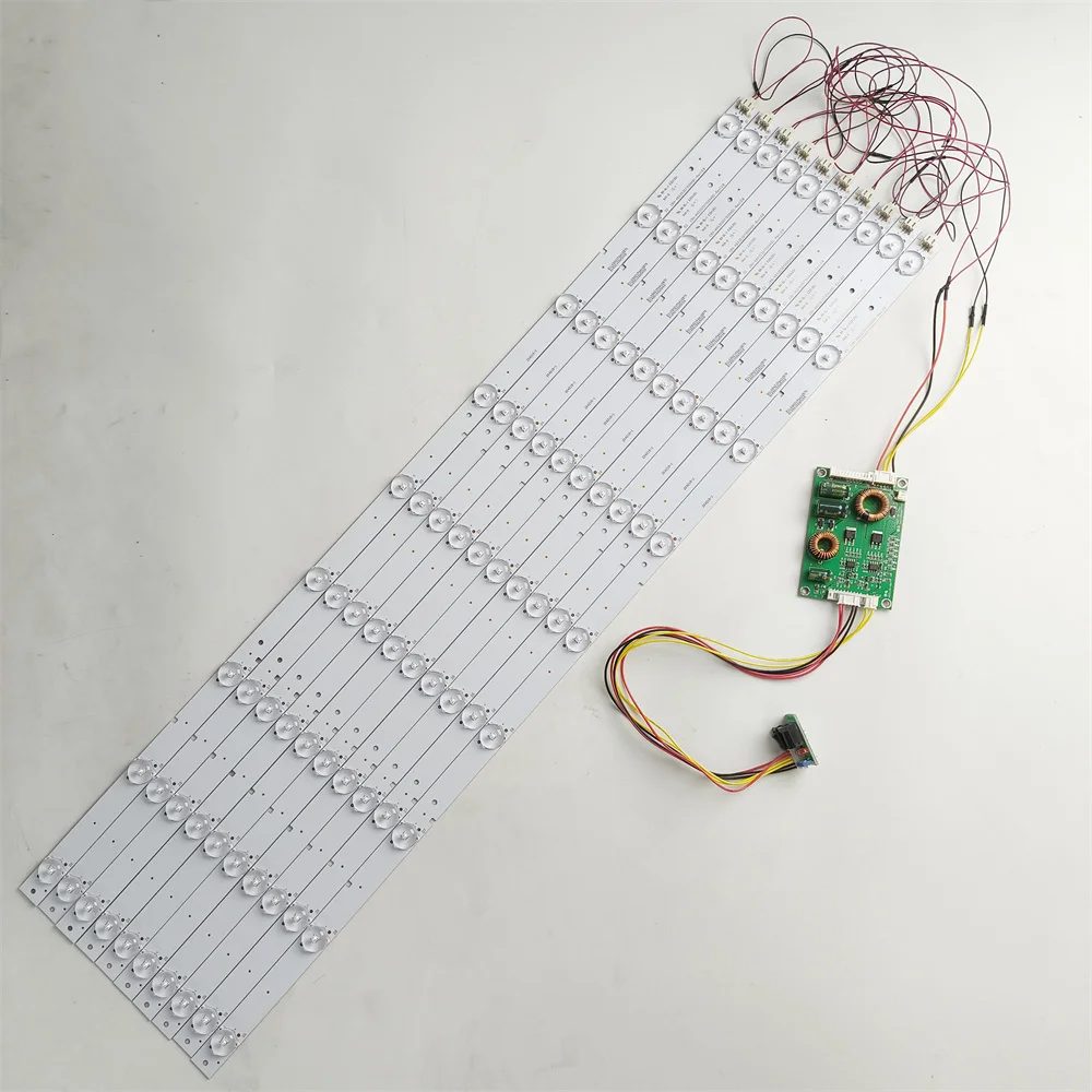 10pcs 705mm LED Backlight 9 Lamp strip kit Board with Optical Lens Fliter for 70 inch LCD LED TV 12V input update CCFL
