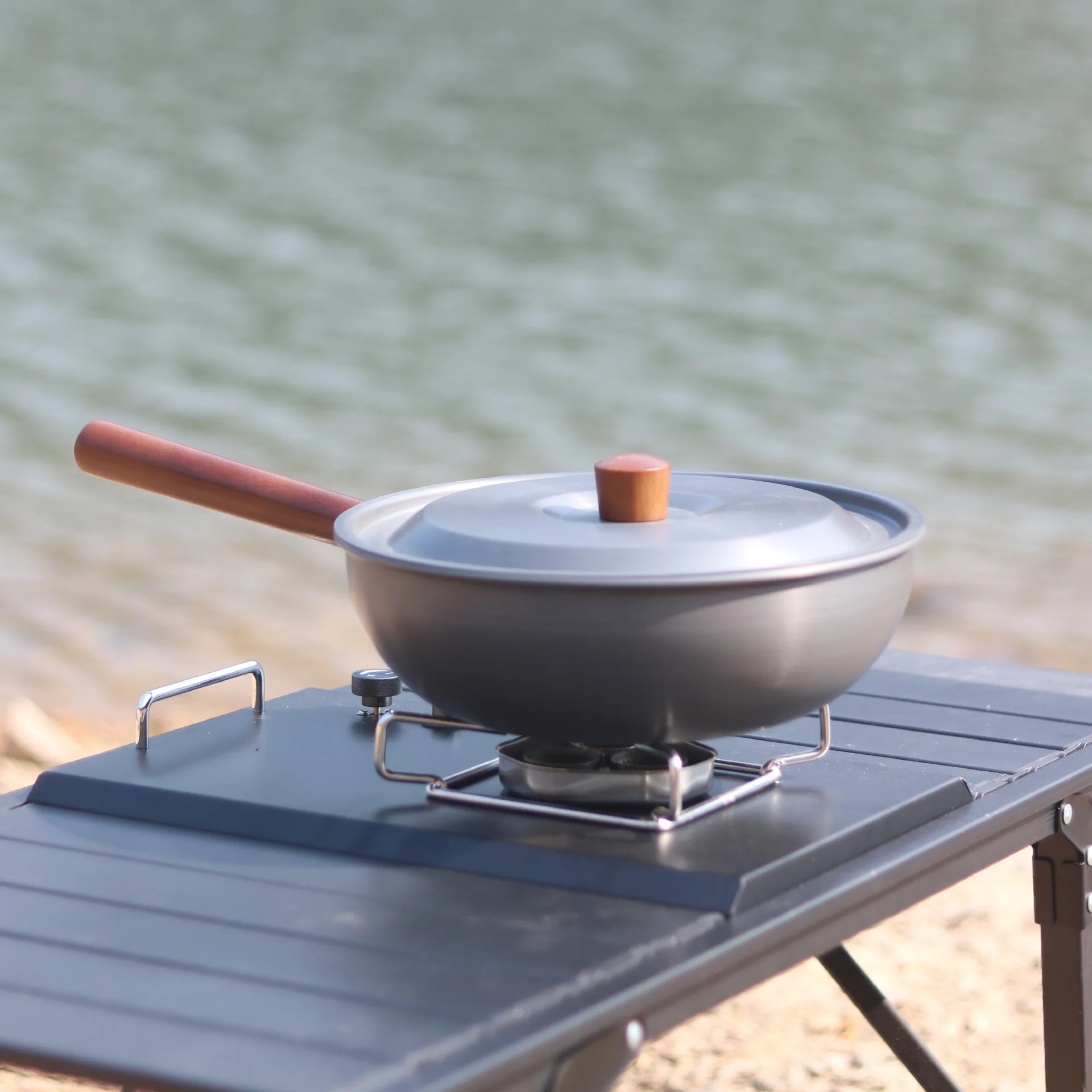 

Camping Frying Pan 2.6L Aluminum Alloy Lightweight Pan Removable Long Handle Wok Outdoor Picnic Travel Hiking Portable Pot New