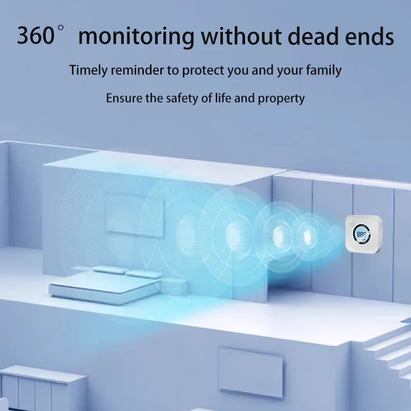 PGST مستشعر إنذار CO مستقل عالي الحساسية كاشف إنذار أول أكسيد الكربون المنزلي 85dB تحذير شاشة LCD كهروضوئية